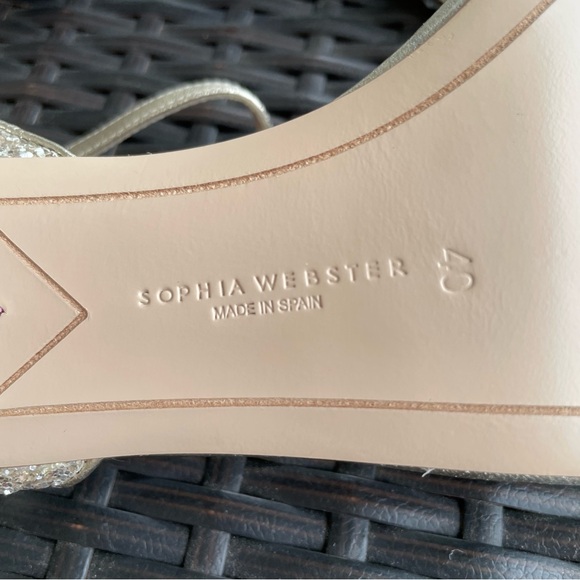 Sophia Webster Silver Glitter ‘Kamryn’ Mid Sandals in Champagne Glitter Size 40 - Picture 11 of 12
